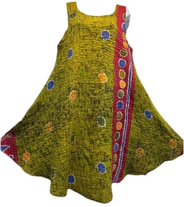 Nuevo con etiquetas VESTIDO FUNKY STUFF hippie boho vintage algodón kantha reversible L Envío gratuito - Imagen 1 de 8