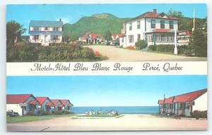 Cartolina Motel Hotel Bleu Blanc Rouge Perce Quebec Canada spedita 1984 b - Foto 1 di 2