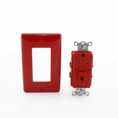 Hubbell Red Self-Testing Tamper Resistant GFCI Receptacle w/Alarm 15A GFTRST15RB - Image 1 of 4