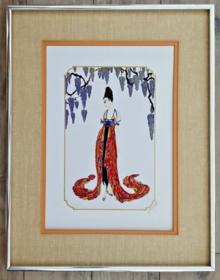 Erte Feather Gown framed 16x20 signed on plate - Image 1 of 2