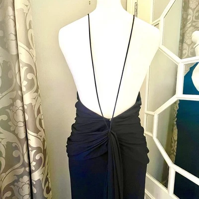 Vtg. 90's Halston “H” From 2000 NYE Navy Blue Open Back Maxi Dress - Worn Once - Image 1 of 4