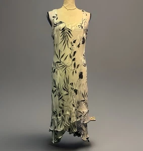 Alex Evenings Dress Womens 14P White Black Beaded Floral Strap Formal Gown silk - Picture 1 of 4