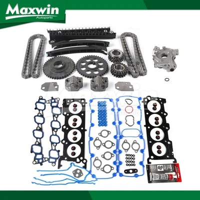 Juego de juntas de culata kit de cadena de distribución bomba de aceite apto para Ford E-350 Super Duty 2004 5,4 L Foto 1 de 4