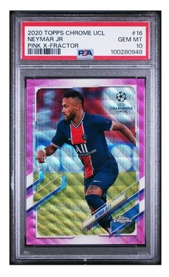 PSA 10 Neymar Jr. 2020 Topps Chrome UCL Pink X-Fractor, Pop 11 - Image 1 of 2