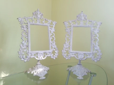 Antique Cast Iron Vanity Pedestal Mirror picture frame  Victorian Ornate Cover