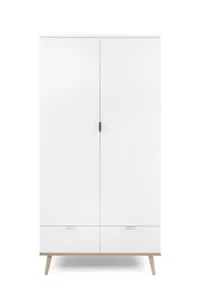 Kleiderschrank weiß 90cm Schlafzimmerschrank skandinavisch Mehrzweckschrank - Bild 1 von 5