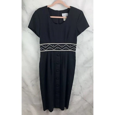 Vestido Miss Dorby vintage años 80 talla 8 M funda negra para mujer perlas corpgoth bruja Foto 1 de 4