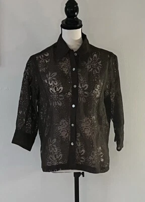 Vintage MIRASOL Womens Blouse sheer Linen Blend Sz Med - Image 1 of 4