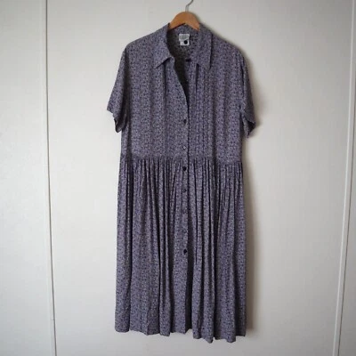 Vintage Laura Ashley Women Ditsy Floral Dress Short Sleeve Blue Size 12 Prairie - Image 1 of 4