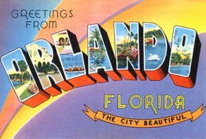Greetings From Orlando Florida The City Beautiful 1930's Vintage Postcard Poster - Picture 1 of 1