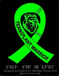 Heart Transplant Warrior Decal Memorial Ribbon Vinyl Car Truck Laptop Sticker - Picture 1 of 3