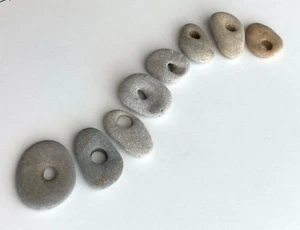 8 Natural Holey Beach Rocks Hag Adder Fairy Stones Wish Mystic smooth Bead #L US - Picture 1 of 16