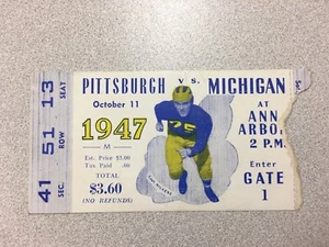Michigan vs. Pittsburgh 1947 Football Ticket Stub - Big House - RAR - Bild 1 von 2