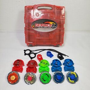 BeyBlade Lot Of 5 With Metal Masters Case And 5 Launchers!