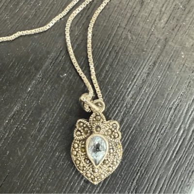 Liz Palacios Sterling SILVER and marcasite Necklace Blue stone - Image 1 of 4