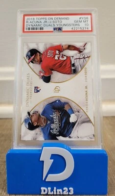 2018 TOPPS ON DEMAND RONALD ACUNA JR. JUAN SOTO DYNAMIC DUALS RC #YG6 PSA 10 - Image 1 of 3