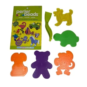 Perler Bead Pegboards Templates Lot Of 5 Monkey Bear Dog Turtle Tweezers - Picture 1 of 2