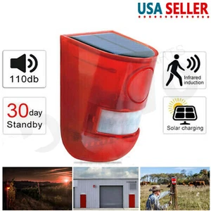 Waterproof Solar Alarm Light Strobe Warning Light Wireless Motion Sensor Outdoor - Picture 1 of 10