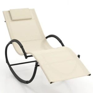 Patio Outdoor Ergonomic Padded Rocking Lounge Chair With Heavy Duty Metal Frame - Picture 1 of 10