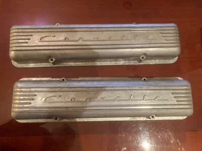 Corvette 56 -59 Seven Fin High Script NOS Valve Covers - Image 1 of 4