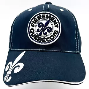 Fierement Quebequense Sombrero Gorra Correa Trasera Azul Blanco Quebec QC Ajustable Para Hombres NUEVO - Imagen 1 de 10