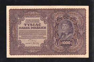 🇵🇱 Polonia, 1000 marcos, Marek, 1919, P-29, TYSIAC MAREK POLSKICH KOSCIUSZKO RARO Foto 1 de 2