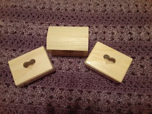 New Lot of 3 Miniature Wooden Hinged Latched Unfinished Boxes for Craft Purposes - Picture 1 of 2