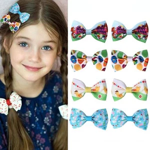 8PCS Easter Hair Bows for Girls Ribbon Alligator Clips Bunny Egg Style - Picture 1 of 7