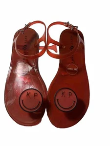 Katy Perry THE GELI Thong Sandal Red Jellies KP Smiley Face Size 9 - Picture 1 of 8