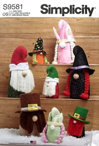 Simplicity Pattern S9581 Gnomes Assorted Holiday Styles - Picture 1 of 2