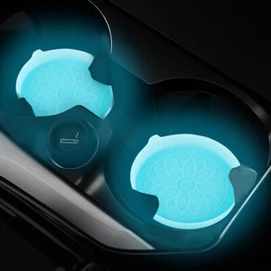 2Pcs Luminous Blue Car Cup HolderInsert Coaster Anti-Slip Pad Car Accessories - Foto 1 di 6