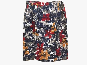 Jones New York Women Size 14 Straight Skirt Below Knee Lined Navy Red Gold Beige - Picture 1 of 12