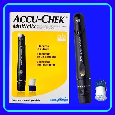 ACCU-CHEK Dispositivo di lancio Accu Chek Multiclix + 12 lancette omaggio - nuovo e imballato - prezzo consigliato £39,99
