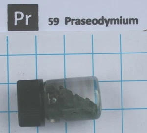 1 gramo 99,5% Praseodimio Piezas Metal En Vidrio Vial Elemento 59 Muestra - Imagen 1 de 3