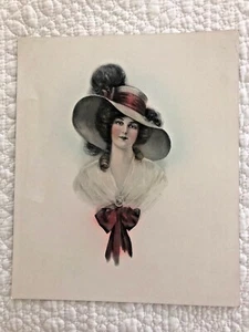 Vintage 1910 ART LITHO PRINT J Knowles Hare Victorian Lady Marguerite Embossed - Picture 1 of 7