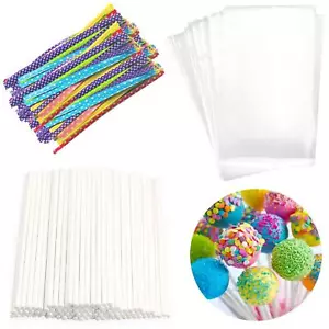 Lollipop Cake Pop Treat Bag Set Including 100pcs Parcel Bags Papery Treat Sti... - Picture 1 of 7