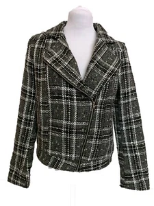 Ellison Moto Tweed Jacket Women's Size M Zipper Front Pockets Long Sleeves - Picture 1 of 6