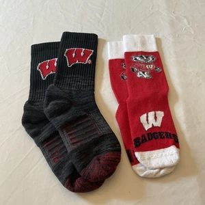 Juego de 2 calcetines Wisconsin Badgers Crew ~ para hombre talla M/L ~ ENVÍO GRATUITO - Imagen 1 de 12