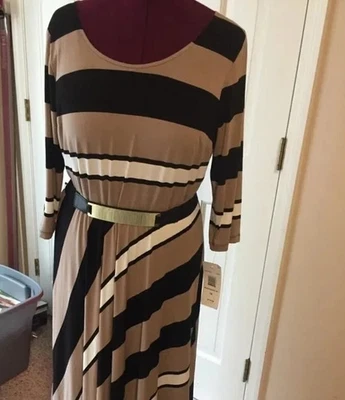 VESTIDO JERSEY MUJER FIRMA BY ROBBIE BEE TALLA 1X. NEGRO, TOPO Y BLANCO Foto 1 de 4