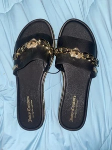 Juicy Couture Yizzy Slide Sandalen Flip Flop schwarz/gold Größe Damen 10 RAR - Bild 1 von 9