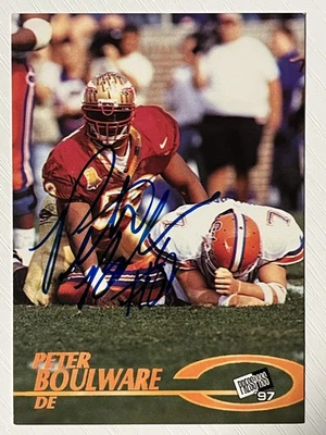 Peter Boulware 1997 Press Pass Auto Autograph Florida State Seminoles - Image 1 of 2