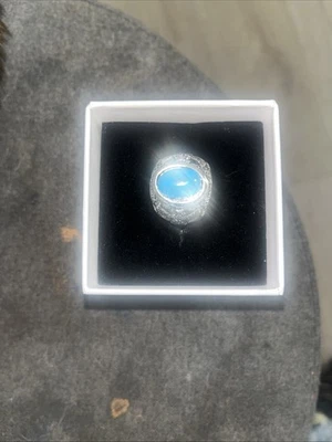 Mens Large PUNK Eagle Turquoise Stone Ring Men Stainless Steel Size 8 - Image 1 of 3