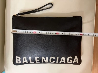 Balenciaga Black Leather Clutch Bag Hand Strap Used Authentic - Image 1 of 4