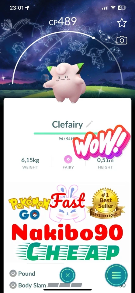 Pokemon✨ Shiny Clefairy Astronomical Observatory✨Special Background✨P’TC✨Tra De✨ - Image 1 of 1