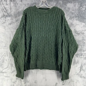 Vintage Woods & Gray Pullover Heavy Ramie Baumwolle Herren XL grün Zopfmuster Fischer - Bild 1 von 15