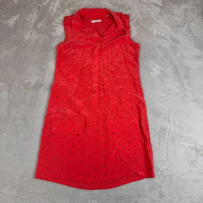 Equipment Shirt Dress Womens S Red Preowned Silk Star Print Sleeveless Mini Y2K - Image 1 of 4