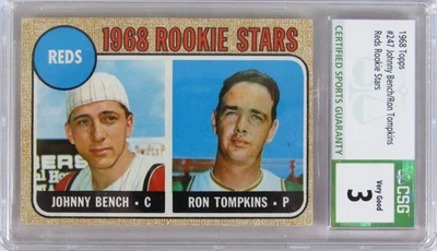 1968 Topps #247 Johnny Bench RC Rookie Card CSG 3 B107 - Image 1 of 4