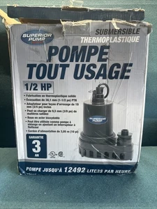 Superior Pump 91570 1/2 HP Thermoplastic Submersible Utility Pump - Black - Picture 1 of 4