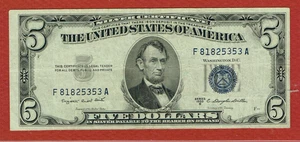 1953-B $5 SILVER CERTIFICATE FR-1657 VF - Picture 1 of 2