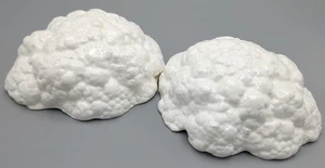2 HRLM Gregg F Moore Pottery Cauliflower Earthenware Dishes Bowls Candy Trinket - Picture 1 of 9